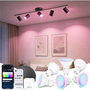 Aigostar Mesh - 6.5W GU10 Lampadine Alexa Bluetooth Mesh, Lampadina Smart Works with Alexa, Lampadina GU10 Smart LED 555LM RGB & CCT(2700K-6500K), 6 Unità (Con Telecomando Bluetooth e Gateway)