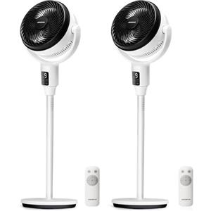 Aigostar 2Pcs Ventilatore a Piantana Silenzioso 23DB， 24W DC， Oscillazione 135°+90°， Ventilatori a Colonna Potente con Telecomando， 9 Velocità， Timer da 9H， Funzion Aroma Camera da Letto & Salott