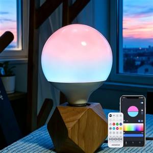 Aigostar 18W 1800LM Lampadina Intelligente E27 G120 Bluetooth Mesh/Dimmerabile Lampadina LED Compatibile con Alexa/Smart RGBW Lampadine/ 16 Milioni di Colori/Con Bluetooth Telecomando