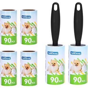 Nobleza Rullo peli Animali, Leva peli Cani e Gatti, Set 540 Fogli Composto da 2 Manici, Leva Pelucchi, Spazzola Levapelucchi Cane e Gatto