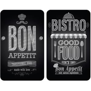 WENKO Coprifornelli Universale Mod Bon Appetit, regolabile in altezza per tutti i tipi di fornelli, tagliere e paraspruzzi, vetro, 30 x 52 cm, 2 pezzi