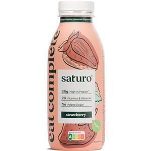 Saturo Pasto Sostitutivo Frullato Gusto Strawberry | 36 g di proteine & senza zucchero | 400 kcal | Vegano | Pasto Bevibile con Nutrienti Essenziali | Fragola | 12 x 400 ml