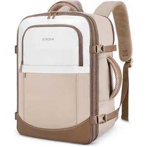 ETRONIK Zaino Ryanair 40x30x20 Sottosella, Zaino da viaggio aereo cabina espandibile 24-30L, Bagaglio a mano compatibile Wizz Air, Easyjet, Borsa da viaggio adatta per laptop 15,6 pollici, Cachi