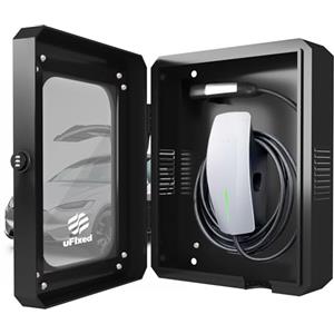 Ufixed Scatola Nera per Wallbox 7,4 kW Tipo 2 - Uso esterno, resistente a pioggia e neve, con finestra trasparente e serratura, per colonnina e cavo ricarica auto elettrica Tesla