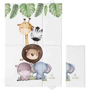 Viculii Fasciatoio pieghevole e portatile con animali safari, 40 x 60 cm, impermeabile e lavabile, pratico e pratico