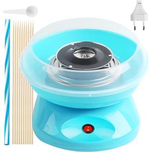 SUNOYA Macchina per zucchero filato, stile retrò, 450 W, macchina per zucchero filato per la casa, con cucchiaio dosatore, bastoncini di caramelle in plastica, dieci bastoncini (blu)