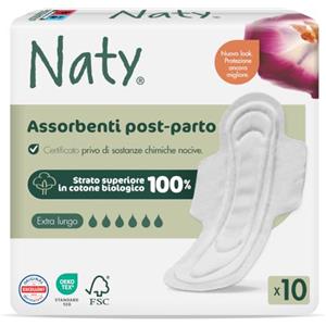 Naty assorbenti maternità con ali, 100% cotone biologico con pelle, 10 pz