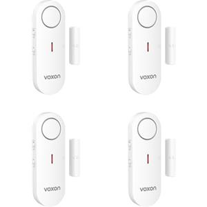 VOXON Allarme Casa Senza Fili, Sensori Allarme Porte e Finestre e Campanello 2 in 1, Allarme Porta Ingresso Volume a 3 Livelli & LED, Antifurto Casa Wireless per Casa/Negozio/Ufficio/Garage (4 PCS)