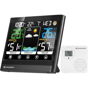 Bresser MeteoTemp BF Stazione meteo radio con display touch, sensore esterno radio, pressione dell'aria, previsioni meteo, indicatore di temperatura ambiente, umidità e ricezione del segnale orario