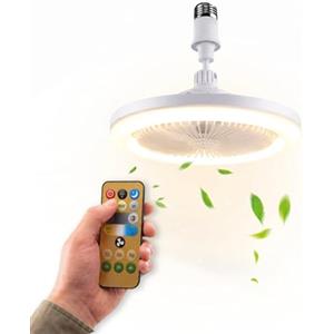 Avilia - Ventilatore da Soffitto con Luce LED 10W Naturale, Calda, Fredda - Attacco E27, Telecomando, 3 Velocità, Timer 4h | Plafoniera Ventilatore Soffitto Silenzioso 55W, 3 Tonalità, Ø25 cm