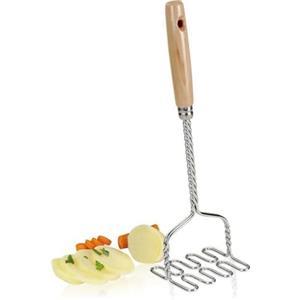 Metaltex 195100010 Schiacciapatate con manico in legno, cromato