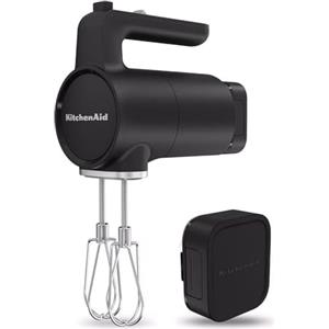 KitchenAid Sbattitore elettrico senza fili - Go Cordless - Frullatore a mano con 7 velocità e Soft Start - Fruste Turbo in acciaio inox - 60 minuti di utilizzo - Potente - Nero - Senza batteria