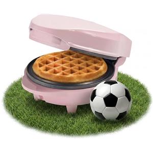 Bestron Waffle Maker, Piastra per waffel mini Ø10 cm, piccola macchina per waffel con rivestimento antiaderente, per compleanni di bambini, feste di famiglia, Pasqua o Natale, 550 watt, colore: rosa