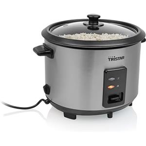 Tristar Cuociriso, Capacità 1,8 L, Struttura in Acciaio Inox con Coperchio in Vetro, Pentola Interna Antiaderente, Spegnimento Automatico e Funzione Mantenimento in Caldo, 700 W, RK-6148