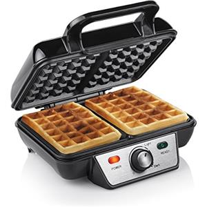 Tristar Piastra per waffle belgi Tristar, 1000 W, acciaio inox - Termostato regolabile, piastre antiaderenti, spie luminose, doppia piastra per waffle fatti in casa veloci