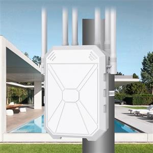 CINAMON AX1800 Ripetitore WiFi da Esterno WiFi 6, Range Extender Outdoor Dual Band 1800Mbps con PoE, IP67 Waterproof, 6 Antenne ad Alto Guadagno, Access Point/Repetitore/Router, per Giardino Camper