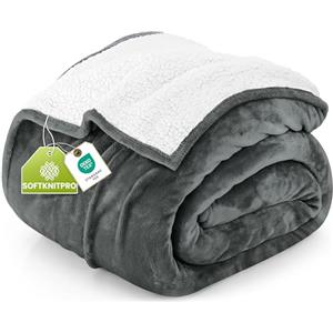 Utopia Bedding Coperta Sherpa (Grigio, 200 x 150 cm) Coperta in pile reversibile, spessa e calda, per letto, divano, campeggio e viaggi