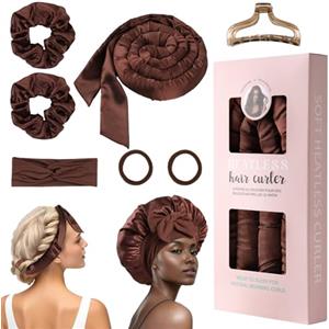 GeeRic 8pcs Bigodini Capelli Senza Calore,GeeRic Bigodino per Boccoli+Berretto+Fasce+Mollettone Capelli+Elastici Flessibile Boccoli Arricciacapelli a Capello Medi/Lunghi DIY Salone Strumento a Styling Sonno