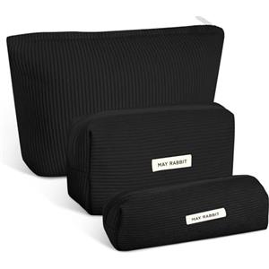 Aucuu Beauty Case, 3 Pezzi Grande Capacità per Il Trucco, Borsa da Toilette in velluto a coste, Beauty Case da Viaggio, Impostato da Toilette Makeup Bag Organizer