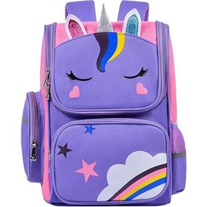 Aucuu Zainetto per Ragazze, Zainetti per Bambini, Zaino con Unicorno, Zaini Scuole Media, Zaino Elementari, Zainetti per Bambino, Zainett Impermeabile Grande Capacità per Viaggi Campeggio