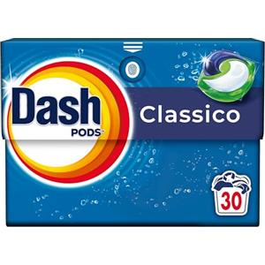 Dash Pods Detersivo In Capsule, 30 Lavaggi, Classico, Rimuove Le Macchie, Igienizza, Brillantezza Per I Capi