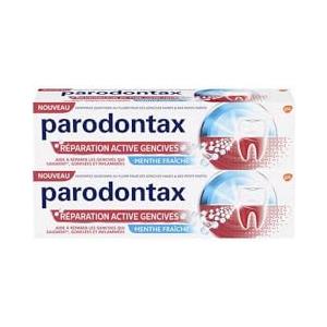 PARODONTAX Dentifricio Gencives + Riparazione attiva, Ripara le Gengive sanguinanti, Gonfie, Infiammate, Clinicamente provato da 1 settimana di utilizzo, Menta fresca- Set di 2 x 75 ml