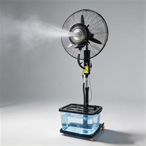 AnYaBinni Ventilatore con Nebulizzatore per Interni ed Esterni con serbatoio da 42L, oscillazione 120°, 3 Velocità, Portatile, Raggio 20 m Ventilatore a Piantana per terrazze e magazzini