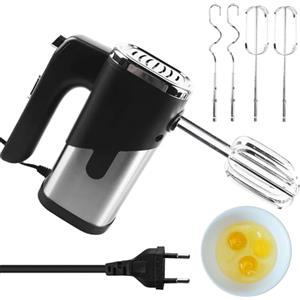 Vaileal Frullatore a mano, 800 W, miscelatore elettrico a mano, mixer con 4 accessori in acciaio inox, 5 livelli di regolazione, impastatore manuale in acciaio inox, mixer manuale, mixer da cucina,