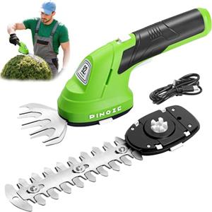 PINOZE Cesoia e tagliasiepi senza fili, 2 in 1, portatile, 7,2 V, piccolo, elettrico, 2,0 Ah, ricaricabile a batteria, tagliaerba per giardino, cortile, cura del prato