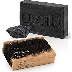 lubiu Sapone Solido al Carbone Attivo - 100g Sapone Nero come Viso Pelle Grassa e Acne - Black Soap - Saponette Naturali