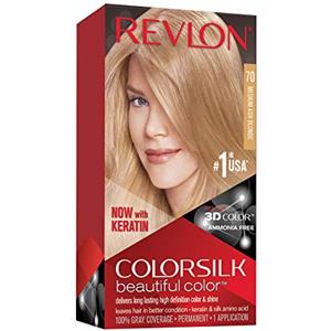 REVLON Colorsilk Colorazione Permanente Capelli Fai-da-te A Casa, Senza Ammoniaca E Arricchita Con Cheratina, 70 - Biondo Cenere Medio
