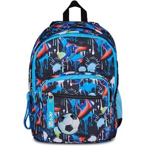 SJ GANG STYLE JAM GANG Zaino Scuola Doppio Scomparto, Sj Ever Fluid Game, Blu, 31 L, Con Tasca Porta Borraccia e Charm Staccabile, Elementari, Bambino
