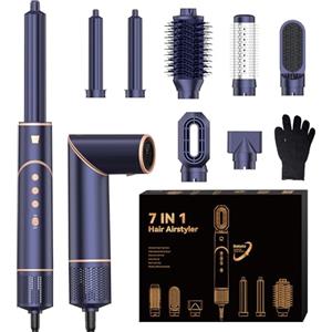 OKWRAP Asciugacapelli 7 in 1 Hair Styler Air Styler, Spazzola Phon Per Capelli 110000RPM, Include Asciugacapelli Arricciacapelli e Thermal Brush per Lisciare, Arricciare
