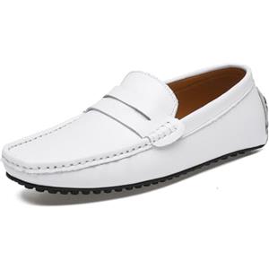 ticticlily Mocassini Uomo Estivi Casual Eleganti Slip On Antiscivolo Scarpe da Guida Barca Business Loafers A Bianco 41 EU
