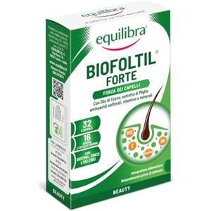 Equilibra Biofoltil Forte, Integratore per Capelli, Unghie e Pelle, con Olio di Cocco per il Trofismo della Cute, Estratto di Miglio, Aminoacidi Solforati, Biotina, Zinco, Selenio, 32 Capsule