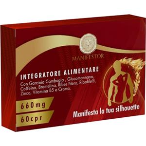 MANIFESTOR Integratore Termogenico 60 Compresse con Ribolife®, Garcinia Cambogia, Glucomannano e Bromelina - Controllo della fame e Metabolismo Energetico