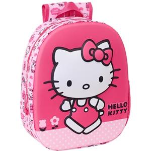 safta HELLO KITTY 3D - Zaino scolastico, con design 3D, adattabile al carrello, ideale per bambini di diverse età, comodo e versatile, qualità e resistenza, 27 x 10 x 33 cm, Rosa, M, Casual