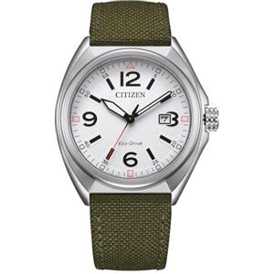CITIZEN Eco-Drive Orologio solare da uomo con diametro di 40 mm e data, in diverse varianti, verde, cinghia