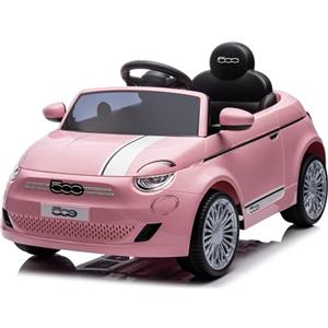 Mondial Toys Macchina Elettrica per Bambini 12V Fiat 500 Auto Giocattolo Full Optional con Telecomando Parentale Soft Start e Cintura di Sicurezza (Rosa)