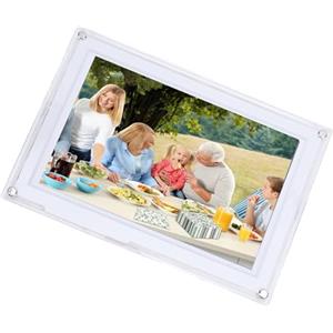 KUIDAMOS Cornice Digitale WiFi da 10,1 Pollici con Display Touch Screen per Condividere Ricordi in Occasione di Matrimoni, Compleanni e Riunioni di Famiglia (Bianco)