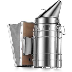 Flexzion Bee hive Smoker ? Attrezzutura Fumatore affumicatore Smoke, Strumento per Apicoltura Apicoltore arnia, Strumento in Acciaio Inox con Protezione Contro Schermo Termico e Gancio di Montaggio