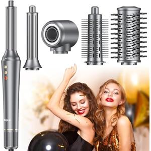 Bopcal Hair Styler 5 in 1 Asciugacapelli - Professionale Phon Capelli，Arricciacapelli Automatico 32MM, Spazzola Aria Calda con Milioni Ionico, Volumizzant, Liscio, Regali 892-B