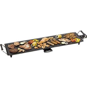 Bestron Piastra elettrica per grigliare, XXL Plancha piastra con rivestimento antiaderente, divertimento alla griglia per un massimo di 8 persone, superficie di cottura extra-lunga, colore: nero