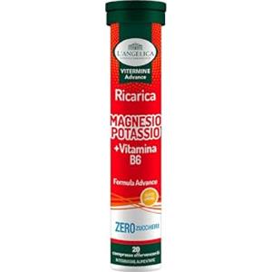 L'Angelica Vitamine e Sali Minerali, Magnesio e Potassio + Vitamina B6, Ricarica, Gusto Limone, Zero Zuccheri, 1 Confezione da 20 Compresse