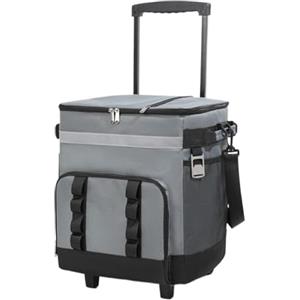 Generico Carrello refrigerante isolato - grande a tenuta stagna da 35 litri, borsa con ruote in tessuto Oxford | Carrello portatile più fresco Maniglia retrattile staccabile Campeggio Picnic