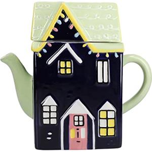 KitchenCraft Collezione Schiaccianoci Teiera in ceramica, 1,2 L, confezione regalo, blu navy