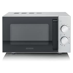 SEVERIN Forno a Microonde con Base Piatta in Vetro, 20 Litri, 800W, 6 Livelli Potenza, Timer, Libera Installazione, 46,5x39,5x27,5 cm, Nero - MW 9184