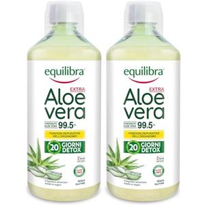 Equilibra Aloe Vera da Bere, 100% Pura Polpa di Aloe, 1000 ml per 20 Giorni, Azione Depurativa e Lenitiva, Senza Zuccheri, con Polisaccaridi, Da Bere Puro o Diluito in Acqua (Confezione da 2)