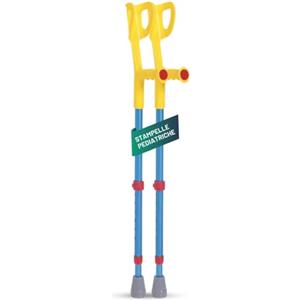 REMEDIA ONE - Stampelle Ortopediche Regolabili per Bambini in Alluminio Anodizzato, Stampelle Canadesi Antiscivolo, H. 65-81 cm, 2 Pz - Giallo/Azzurro