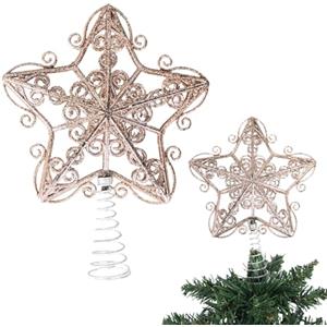 SHATCHI Puntale per albero di Natale a forma di stella glitterata, 14,5 cm, infrangibile, per decorazioni per albero di Natale, albero di Natale, corona e ornamento per le vacanze